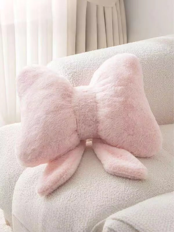 1pc Soft Plush Bow Decorative Throw Pillow, Cute Plush Bow Accent Pillow For Sofa Bed, Bedroom Living Room Decor, Gift For Her, Outdoor Cushion, Garden Pillow, Summer Style
