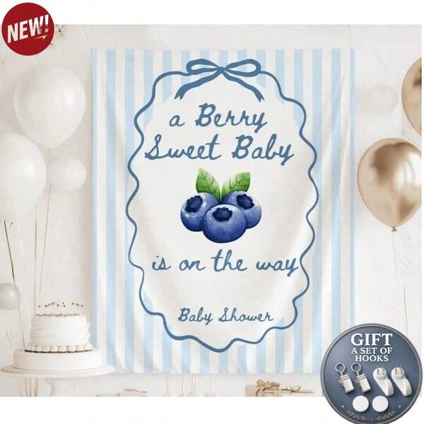 A Berry Sweet Is On The Way Banner, Blueberry Shower Tapestry, Berry Sweet Backdrop, Blueberry Shower Welcome Sign.Exquisite Shower Tapestry Welcomes The Arrival Of The Little One Decoration For The Party.,For Bedroom Y2k